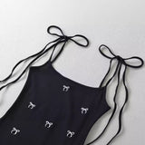 Sweet Sister Summer Embroidered Bow Tie With Bottom Sling Sleeveless Fashion Pure Desire Vest