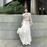 Summer 2025 New White Dress Women's Skirt Small Long A Skirt Cake Skirt Women's Half-Body Skirt