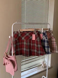 Pink Lattice Half Skirt 100 Folded Skirt Women Summer New High-Rise Thin College Wind Protection Jk Short Skirts Ins