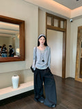 [Floak Cotton] White Striped Two Long-Sleeved T-Shirts On The Autumn Korean Loose Lazy Windshield Shirt