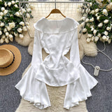 The Dingy-Sleeved Little Shirt Woman Autumn Collar Strap Design High-End Temperament Royal Sister Top Tide