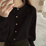 KANING Tender Love Buckle Pink Knitted Cardigan Women 2026 Autumn New Women's Clothing Outside The Small Open Shirt