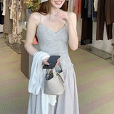 Parma Old Street_French Heroine V-Neck Lattice Sling Skirt 2026 Summer New French Dress