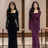 Style Of The Royal Sister Cardigan Sling Dress Two Sets Of Women's Dress 2025 New Summer Body-In-The-Fishtail Dress