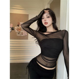 Design A Small Black Mesh Hooded Shirt Braided Vest Women's Spring And Autumn New Repair Coat Two Sets