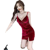 Sexy Babes Gold Velvet Sling Dress Women Summer New Slimming Folded Black Ass Short Skirt