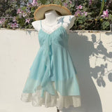 Tea-Series Holiday Full Set Of New Summer Sweet Slings Pony Skirt Short Skirt Small One-Piece Set