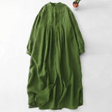 On The Same Day, The Green Long-Sleeved Dress Woman's New Literary Temperament In The Early Autumn Is Loose Robes.