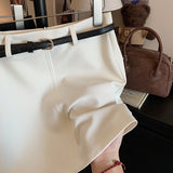 Real Shooting 2026 Spring And Summer Half Skirt Women's A Skirt Pure Color Fashion High-Waist Thin Temperament Short Skirt To Give Belt