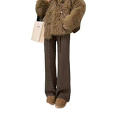 KANING Waffle Knitted Wide-Legged Trousers Women's New High-Rise Thin Tight Trousers In Autumn And Winter 2026