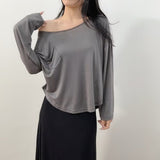 Lazy Wind Slack Feeling Thin Loose And Slightly Through The Hot Girl Shoulder Sun Hood T-Shirt New Bottom Top