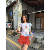 Fashion Retro Small Broken Flower Dress Girl Spring Tight Inside The Thin Sexy Hot Girl Small Ass Short Skirt