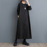 Real Shooting In The Autumn Of 2026 New Simple Dark Texture Languid Leisure Loose Thin Sleeve Dress