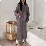 KANING Sheep Velvet Thick Hooded Set 2026 Autumn New Sweater Mid-Long Skirt Two-Piece