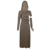 2025 Retro Wasteland Design Hooded Dress Teds Lavender Folds Slim High Open Hottie Dress