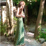 Vintage Fresh Green Lattice Dress Women 2026 New Gentle Temperament To Show Thin Back Dress