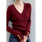 Kaning Port Wind Soft-Crysted Knitted Jersey 2026 Autumn And Winter New Solid Color V-Neck Thin Inside The Bottom Sweater