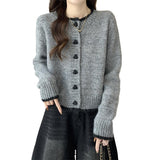 Kanzing Love Button Knitted Cardigan Women 2026 Early Autumn New Lazy Soft Glutinous Sweater Coat Women