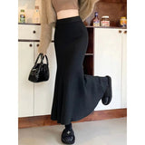Knitted Half-Dress Girl's Long-Term Height Waist Thin Ass Skirt Autumn And Winter New A-Word Fishtail Skirt