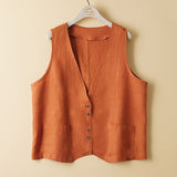 Real Shooting 2026 Summer New Literary And Artistic Loose Solid Cotton Collar Sleeveless Vest Vest Vest Women's Dress Horse Clip