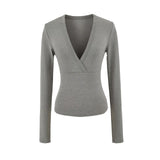 Pure Wind Cutting Line Cashmeal Blouse Slimming Shirt Design Sense Niche Top