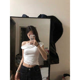 Design Lace Bare Shoulder Vest Women Summer Korean Version Of Pure Lusty Sexy Tight Slim Short Top