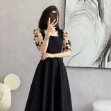 Summer Dress 2025 New French Temperament Dress Dress Women's Waist Thin Tea Break Skirt Hepburn Style Small Black Dress