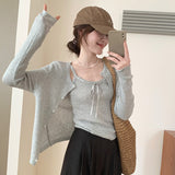 KANING Knitted Vest With Two Sets Of 2026 Autumn New Sweet Temperament To Show Knitted Cardigan Woman