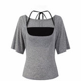 Korean Gray High-End Feeling Loose Thin Short-Sleeved T-Shirts In Summer Pure Desire Design Small Small Top