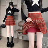 Real Shooting 2025 New Version Of Red Sweet And Spicy Wind To Repair Height Waist Hair Of The Hundred-Fold Skirt Half-Dress Woman