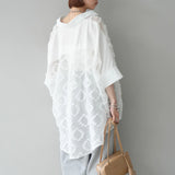 Multiplication Heavy Industry Embroidery Loose Sunscreen Lace T-Shirt Fashionable Air Conditioning Shirt