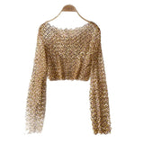 Station Heavy Industry Nail Polish Glide Round Neck Long-Sleeved T-Shirt Girl New Famous Temperament Slim Slim Short Top