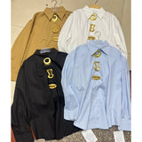 2026 Heavy Industry Fashion Collar Loose Personality Button Simple Women's Long-Sleeved Shirt Shirt