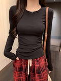 Ins Sexy Hottie Short-Sleeved T-Shirt Girl Basic Long-Sleeved Bottom Top Lady