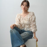Real Shooting A Large Number Of Goods Autumn New Horn Sleeves Folded Long Sleeves Shirt Coat Heavy Industry Thin Shirt