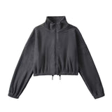 Autumn And Winter Olympic Grain Velvet Warm Sports Coat Women's Thick Loose Standing Collars Thin Comfortable Sweater