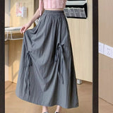 New Girl Style Design Sense Spliced Bow Half-Dress Women's Summer Loose Color High-Waist Temperament A-Character Dress