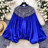 French Ocean Fine High-End Nail-Ball Shirt Fashion Loose Shirt Women