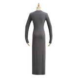 Round Collar Dress Spring New Hot Girl Tight Long Sleeve Cover Long Bottom Dress With The Ass