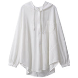 [] Medium And Long White Thin Hooded Sunscreen Shirt Coat Women's Large Summer Outside The Shirt Top