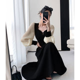 Spring And Autumn New High-End Women's Clothing Cold And Light Wind Early Autumn Waist Dress Unique Meat-Covered Hepburn Small Black Dress