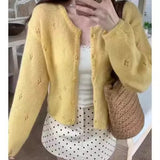 KANING Autumn Summer Green Knitted Cardigan Romantic Hollow Hook Flower Gentle Goddess Soft-Cooked Outside The Girl
