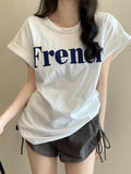 Ins Pure Desire 2026 New Summer Net Red Shoulder Short-Sleeved T-Shirt Loose Women's Tops Appear Thin Bottom Women's T-Shirt
