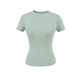 Summer Shoulder Ant Waist T-Shirt Thread Solid Color Foundation Repair Bottom Wide Edge Round Neck Bottom
