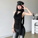Fashion Design Style Drifting Tie Sleeveless Vest Women Summer New Hottie Sexy Slimming Top