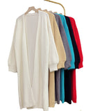 Korean Version Of Soft-Colonly Pure Color Knitted Cardigan Women 2026 Early Autumn New Loose Lazy Wind Long Sweater Coat