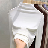 Threaded De-Velvet Half-High Collar Bottomed Bottomed Women's New Spring And Autumn Winter Fashion Long-Sleeved T-Shirt Repair Velvet Inside The Top