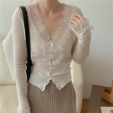 Spring New Lace Sister High-End Knitted Cardigan French Bodywear
