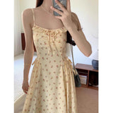 New Summer Gentle Age-Solded Flower Hanging Dresses Women's Summer Lazy Vacation Style Long Dresses