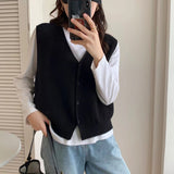 KANING V-Neck Single-Dcupuncture Knitted Vest 2026 Autumn New Design Sweater Cardigan Vest